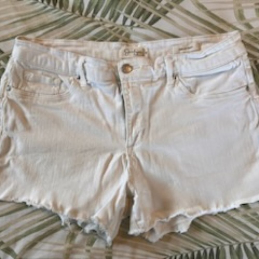 Jessica Simpson white cut off jean shorts